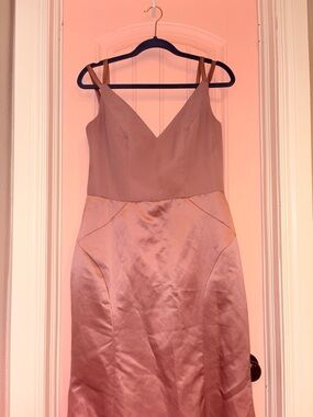 SORELLA VITA Dusty Rose Satin & Matte V-Neck Midi Dress